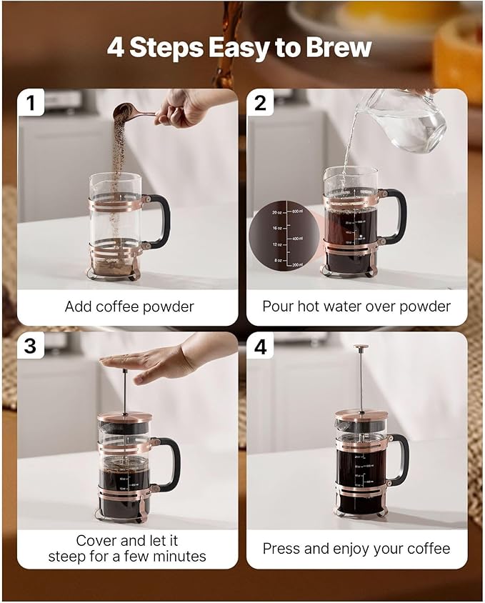 French Press Coffee Maker 34oz, Borosilicate Glass Coffee Press
