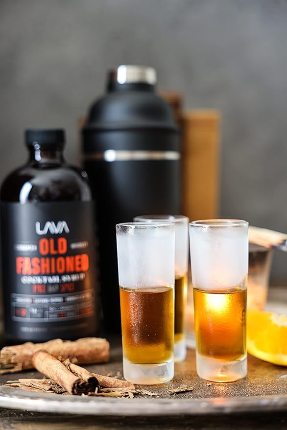 LAVA Premium Fire & Spice Cinnamon Whiskey Spicy Old Fashioned Cocktail Mix 16oz, Makes 32 Cocktails, Made with Aromatic Bitters, Demerara, Cinnamon, Cayenne Pepper. Just Add Whiskey.
