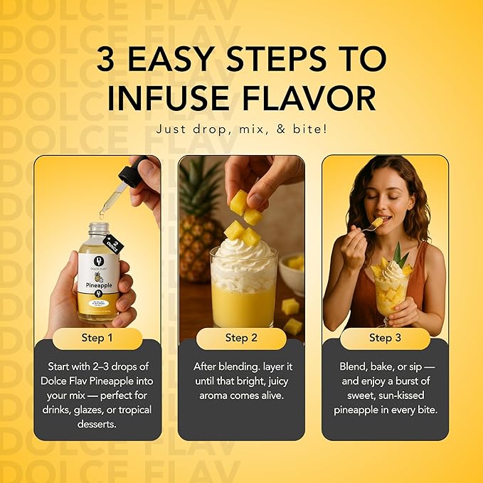 Dolce Flav Pineapple Extract – 8 Ounce Oil-Soluble Kosher Kosher, Sugar-Free, Concentrated Pineapple Flavor for Candy, Chocolates & Desserts