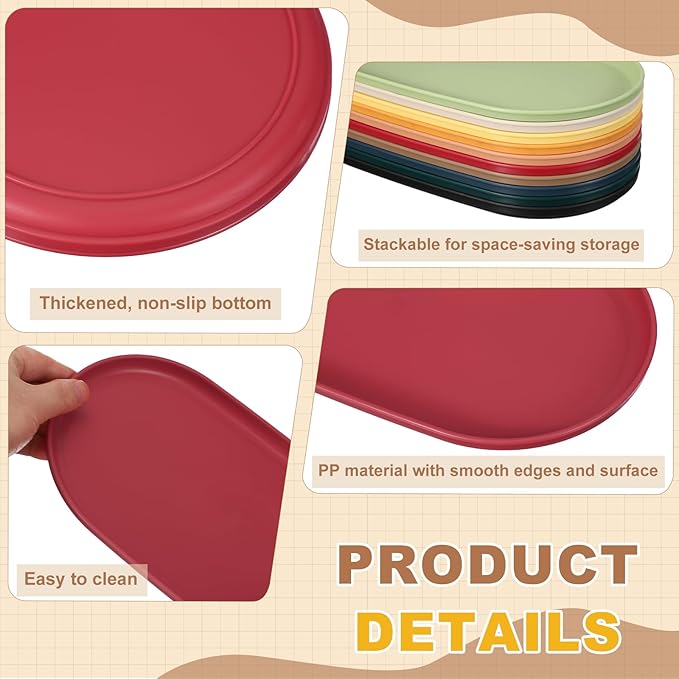 uxcell 2Pcs Fast Food Serving Trays, 12x6.6 Oval Reusable Restaurant Serving Trays for Kitchen Restaurant Coffee Fruit Burger Lunch Dessert, Rose Red