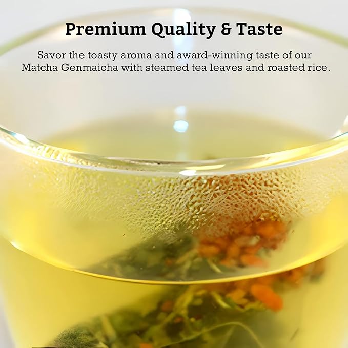 SUGIMOTO TEA Japanese Organic Matcha Genmaicha Tea Bags 12 Count Pack of 1
