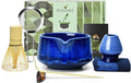 Artcome Matcha Tool Set - Complete Kit with Matcha Bowl with Spout, Bamboo Whisk, Tea Scoop, Whisk Holder, Scoop Holder, Tea Cloth & Powder Strainer, Glaze Blue