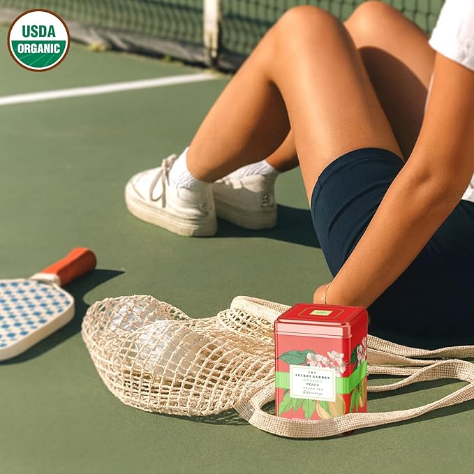 Life Plus Style Gourmet The Secret Garden Organic Peach Green Tea 50 Tea Bags Juicy & Fruity Refreshing Hot or Iced Tea Non GMO Gluten Free USDA Certified
