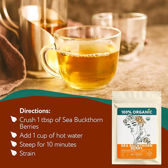Super Value Pack - Organic Sea Buckthorn Berry Tea 5 LB - Seabuckthorn, Seaberry, Espino Amarillo