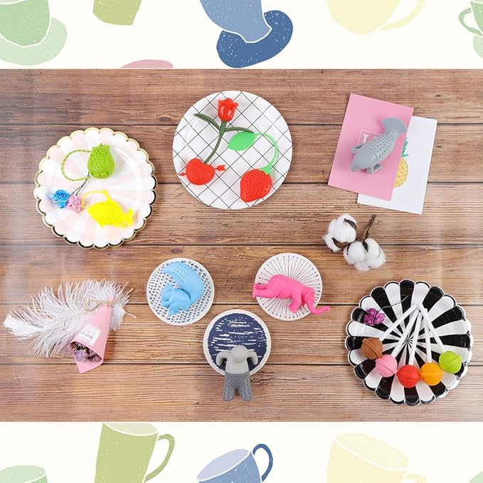 Cute Silicone Tea Infuser Loose Leaf Tea Steeper Tea Accessories Tea Diffusers Shape Design Tea Filter Funny Tea Strainer (Grey)