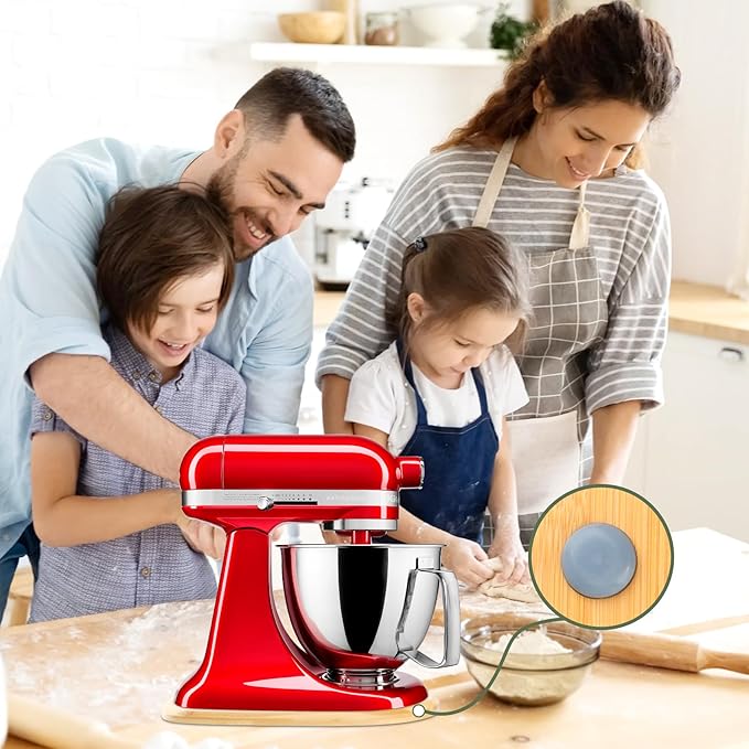 Compatible with Kitchen Aid Mixer Slider for 4.5-5 QT Stand Mixer, Bamboo Sliding Board Upgrade Thicker Sliders, Kitchen Aid Sliders for Countertop, Mixer Slider Mat for Kitchen Aid Stand Mixer Natura