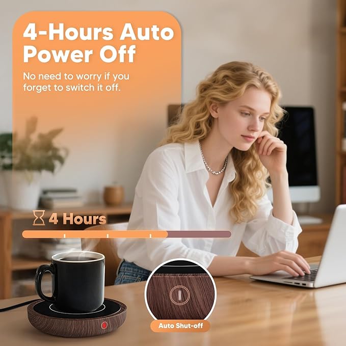 Coffee Mug Warmer, 36W Fastest Heating Temperature, KRGMNHR Coffee Cup Warmer for Desk Auto Shut Off with 3-Temp Settings, Candle Wax Warmer Heating Plate for Coffee, Milk, Tea