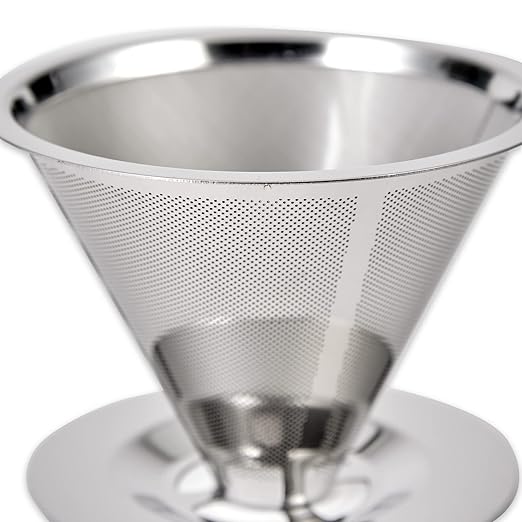 RSVP International Stainless Steel Pour Over Coffee Maker Use with 304SS Filter, 7x4x3.5