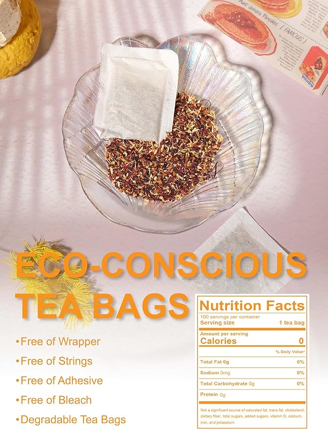 TeeLux Mango Passion Fruit Tea with Hibiscus Rosehip, Cinnamon & Citrus Blend, Caffeine-Free Tropical Tea, 100 Count