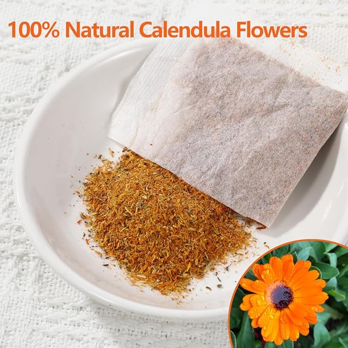 Premium 50 Calendula Flower Tea Bags, Made with 100% Natural Calendula Flowers，For Skin Health & Support Wellness, No Additives & Caffeine Free.