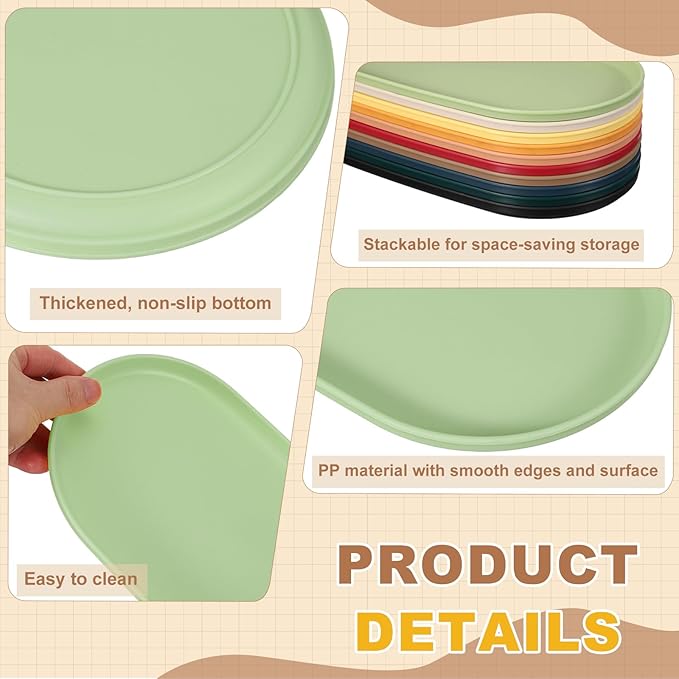 uxcell 2Pcs Fast Food Serving Trays, 9.4x5.1 Oval Reusable Restaurant Serving Trays for Kitchen Restaurant Coffee Fruit Burger Lunch Dessert, Cream Green