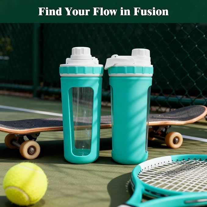 Glass Shaker Cup Odorless BPA Free– Glass Shaker Bottle for Protein 26oz Durable Borosilicate Glass, Leak-Proof & BPA-Free – Ideal for Creamy Protein Shakes, Smoothies & Workout Drinks (Mint)