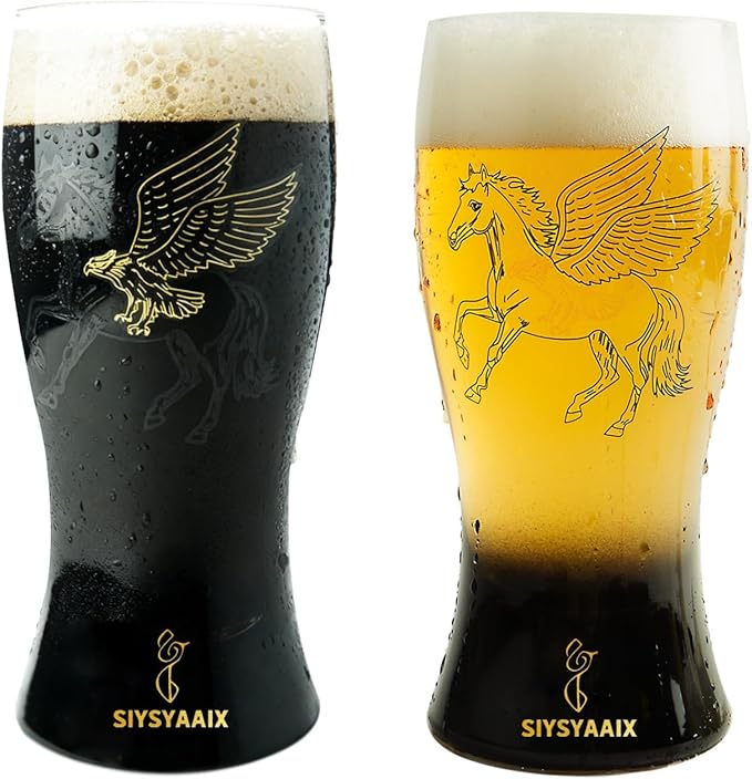 Beer Glasses for Men, 16 oz Drinking Glass Set with Built-in Bottle Opener, Color-Shift Design, Pilsner Craft Glassware for Beer, Great Gift for Dad, Husband, Father’s Day or Anniversary (1)
