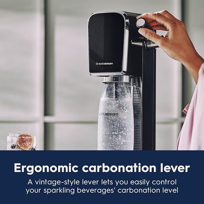 SodaStream - ART Sparkling Water Maker | STARTER KIT | CQC CO2 system | Includes 1x CO2 Cylinder, 1x32 & 1x16 Fl Oz Dishwasher Safe Bottles, 1x Bubly Flavor Drop | Combine with Pepsi Flavors | Black