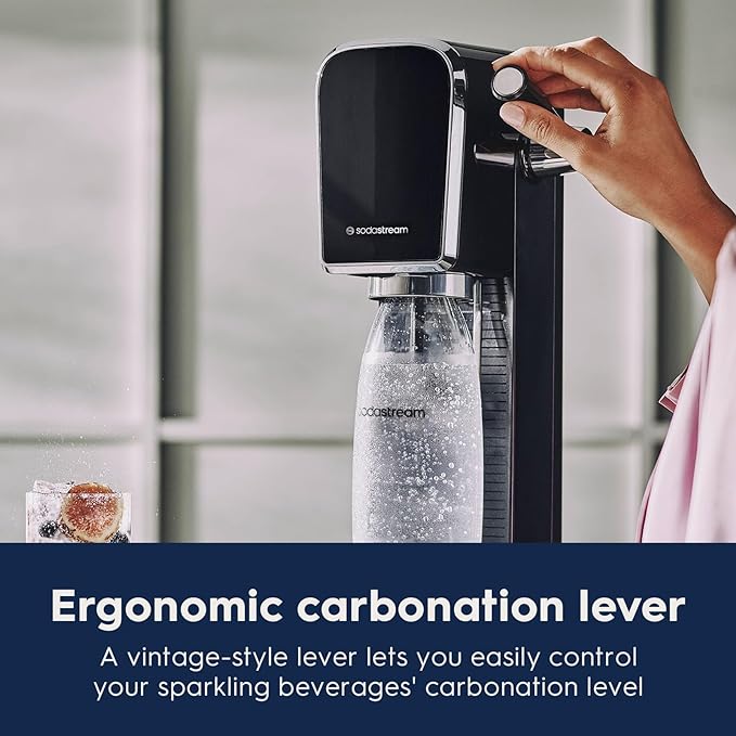 SodaStream - ART Sparkling Water Maker | VALUE BUNDLE | CQC CO2 system | Includes 2x CO2 Cylinders, 2x 32 Fl Oz Dishwasher Safe Bottles, 2x Bubly Flavor Drops | Combine with Flavors | Mandarin Red