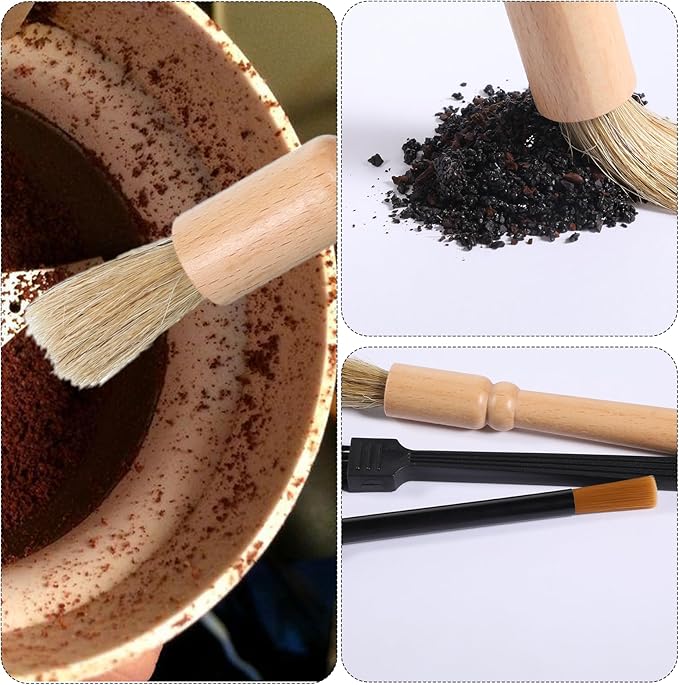 Coffee Grinder Cleaning Brush Set, 3 Pcs Coffee Machine Brush Cleaner Tool, Dusting Coffee Machine Brush for Bean Grain, Barista Home Kitchen, 3 Style