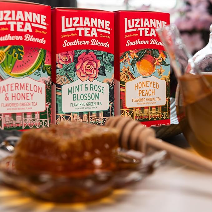 Luzianne Southern Blends Mint & Rose Flavored Herbal Tea Bags, 18ct Box (Pack of 6)