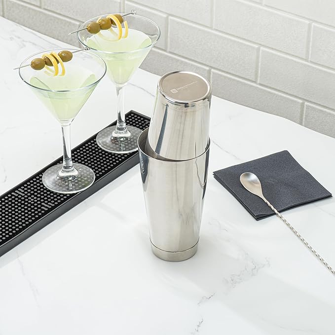 Restaurantware Bar Lux 16 Ounce Boston Shaker 1 Metal Cocktail Shaker - Weighted Bottom No Leak Stainless Steel Martini Drink Mixer Essential Bar Tool For Home Use Or Bartenders