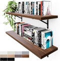 Kaboon 36 inch Long 10 inch Deep Floating Shelves for Wall Set of 2, Large Open Shelves Wall Mounted, Space Saving Home and Commercial Use, Walnut