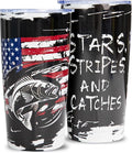 20oz Fishing Tumbler - Stainless Steel Vacuum Insulated | Fishing & American Flag Design, Leak-Proof Travel Mug for Hot/Cold Drinks, Patriotic Gift for Anglers, Fisherman & Outdoor Fans