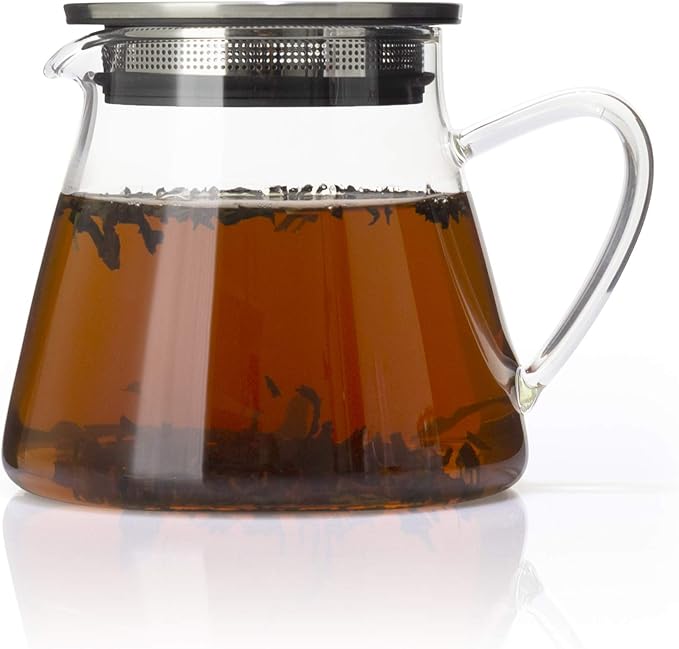 Four Life 841 Teapot Glass, Heat Resistant, 18.9 fl oz (532 ml), For 3 Cups, Lid with Tea Strainer, One Hand, Microwave and Dishwasher Safe, Not Direct Fire, Fuji Glass Teapot