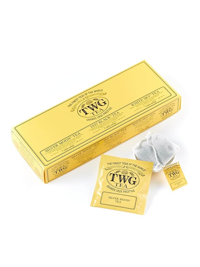 TWG Tea | Moon & Sky Selection | 3 Varieties | Exclusive Tea Blends | 15 Hand Sewn Cotton Teabags | Gift Set
