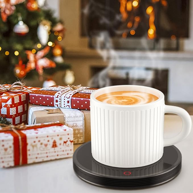 GLSY Coffee Cup Warmer, Mug Warmer for Desk, Electric Cup Beverage Warmer Plate with 2 Temperature Settings for Tea, Water, Cocoa, Milk, Auto Power Off (Round Black)