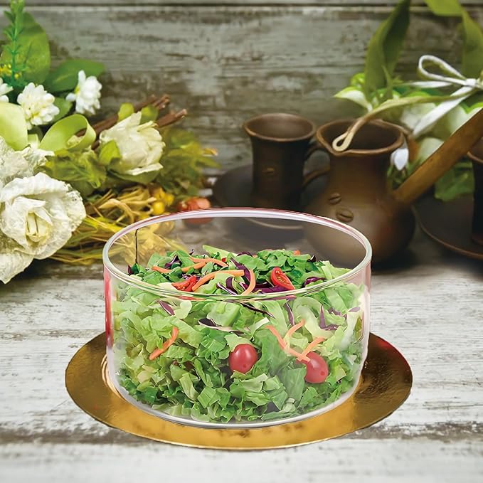 Large Salad Bowl, 8 Inch Trifle Bowl Glass with Sealed Lid, Versatile Mixing and Serving Bowl for Laying Ice Cream,Cake,Cupcake,Salad,Fruit,Baking,Dessert and Party Diy, Microwave Safe
