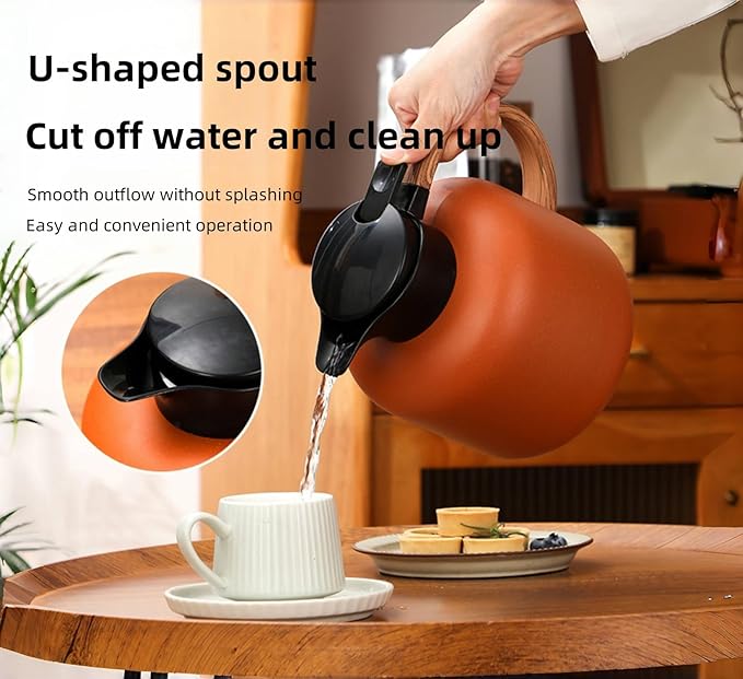 70oz constant temperature tea kettle, double-wall 304 stainless steel vacuum insulated tea kettle,ergonomic design, perfect for indoor and outdoor use (Off-White)
