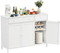 Crownland 44" Sideboard Buffet Cabinet with 2 Drawers, 3-Door Kitchen Storage Cabinet with Adjustable Shelves, Modern Farmhouse Sideboard, Coffee Bar for Dining Living Room(White)