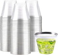 WELLIFE 200pcs Silver Cups, 9OZ Clear Plastic Cups,Plastic Wine Glasses Disposable,Cocktail Glasses for Party and Weddings