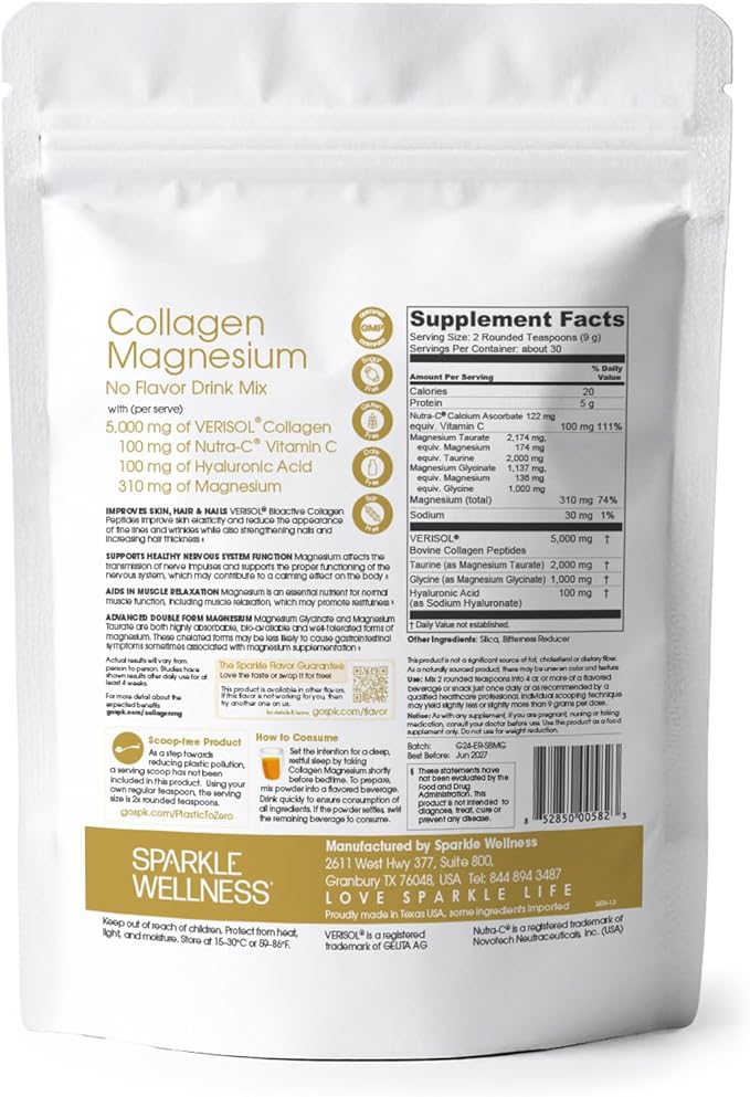 Collagen Magnesium Rest + Restore (No Flavor) [30 Serves] | VERISOL Bioactive Collagen Peptides, Magnesium Glycinate & Taurate Salts | Lauren Roxburgh Rest + Restore | Calming Nightly Beauty Routine