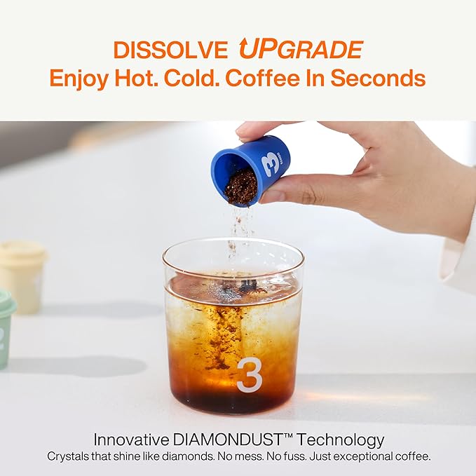 SATURNBIRD Instant Coffee Cold Brew，Coffee Packets of Light/Medium/Dark Roast, 100% Arabica, Enjoy Hot/Cold Freeze Dried Iced Coffee, 24 Single Servings for Home, Travel, Office (NO.1-6)