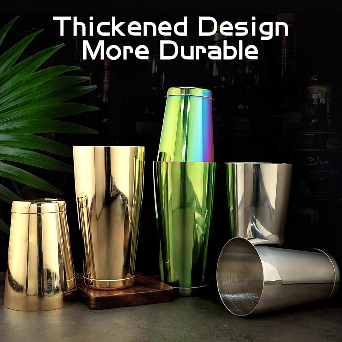 Stainless Steel Cocktail Shaker - 2 Piece 18oz & 28oz Boston Cocktail Shaker Bar Shaker Set Martini Shaker Set Bartender Shakers for Bartending - Gold
