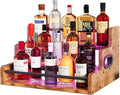 Liquor Bottle Display Shelf, Wine Bottle Display Rack with LED Stripe, 3-Tier Bar Shelf Stand, Whiskey Spirits Wine Holder for Tavern, Mini Bar, Liquor Cabinet, Coffee Syrup Organizer for Home(Brown)