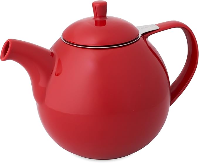 FORLIFE Curve Teapot with Infuser, 45-Ounce, Red