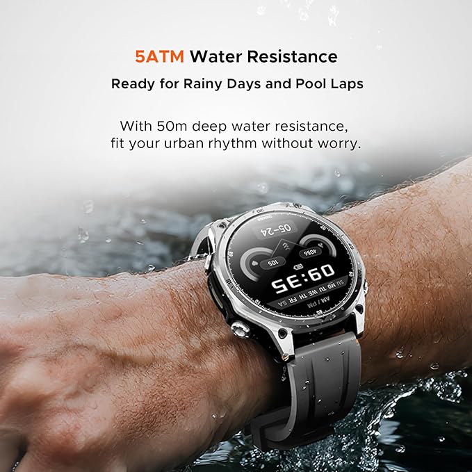 DOOGEE Anywise W1 Smart Watch 5ATM Waterproof Dual-Band GPS Fitness Tracker, 1.43'' AMOLED Screen Men Watches for Android and iPhone, 170+ Sports Modes, Bluetooth Call/18 Days Battery/2 Straps