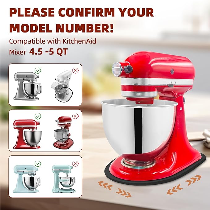 Mixer Slider Compatible with 4.5-5 QT Kitchen Aid Stand Mixers, Kitchen Countertop Storage Mover Sliding Caddy Mixer Slider Mat for Kitchen Aid Stand Mixer Accessories Attachment (Bamboo - Black)