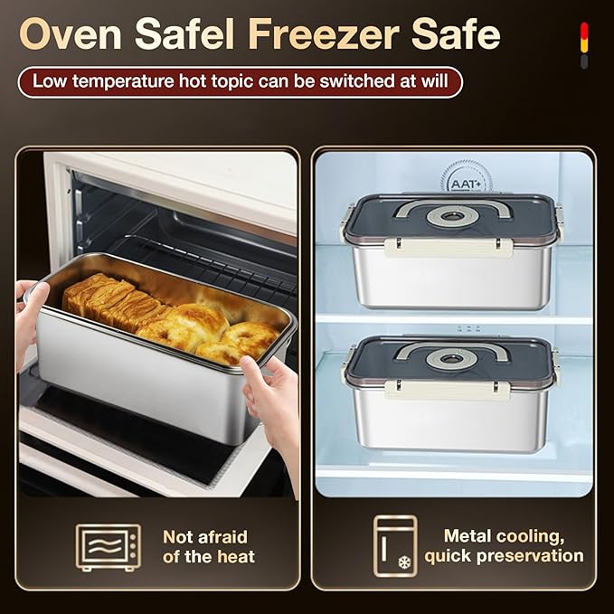 Stainless Steel Bread Box with Handle - a sealed bread storage container featuring a sealed lid and a handle, suitable for time-recording storage. This bread box is ideal for preserving kitchen food