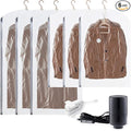 TAILI Hanging Vacuum Sealer Suction Space Saver Storage Bags for Clothes with Electric Air Pump and Rolling Slide Clip for Coats, Closet Organizers, 3 Long 3 Short