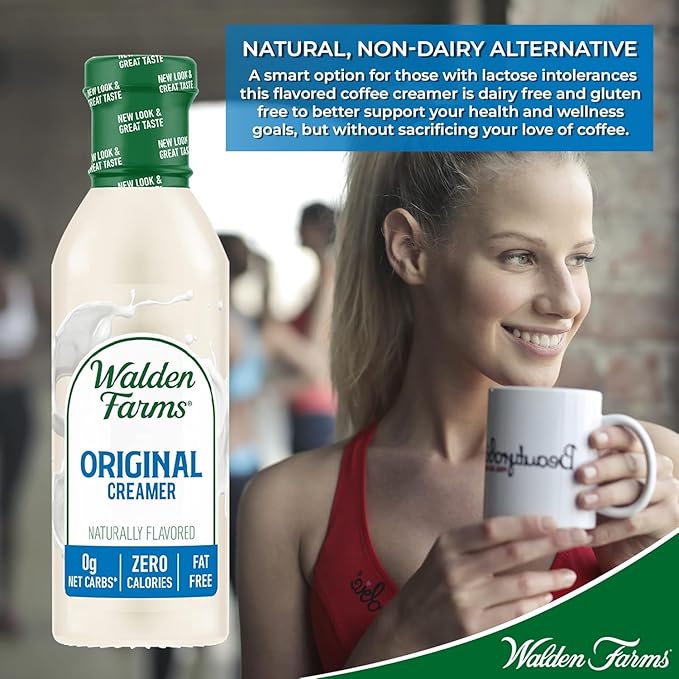 Walden Farms Original Coffee Creamer – Zero Calorie, Sugar Free, Keto & Fat Free Non-Dairy Creamer for Coffee, Lattes & Cold Brew – 12 oz Bottle
