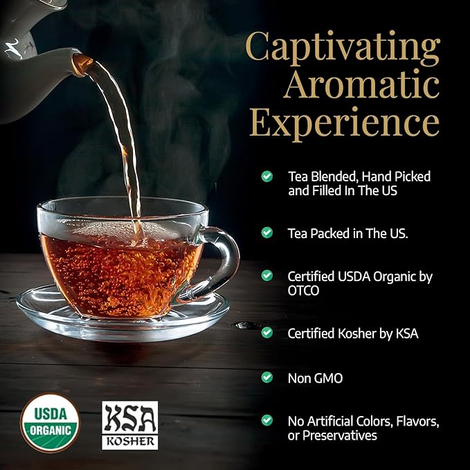 Komar Organics Loose Leaf Green Tea – 16Oz USDA Organic for Energy Boost, Antioxidants – Certified Kosher Delicate Flavor Assam Tea Organic Tea Leaves Ideal for Morning, Afternoon