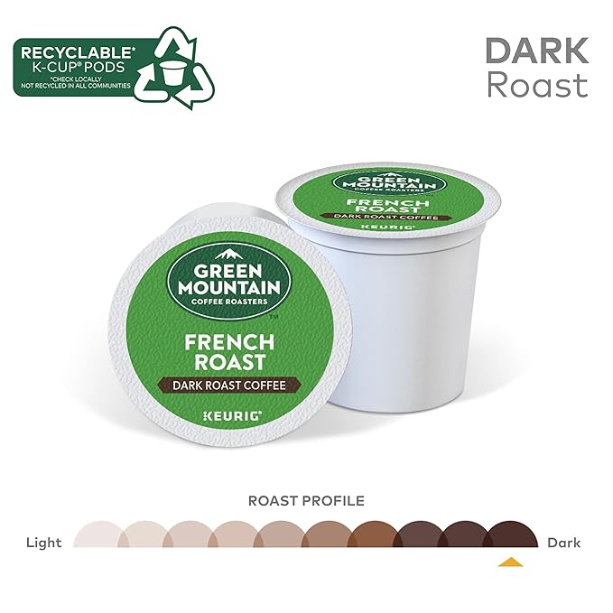 Green Mountain Coffee Roasters French Roast Keurig K-Cup Pods, Dark Roast Coffee, 72 Count