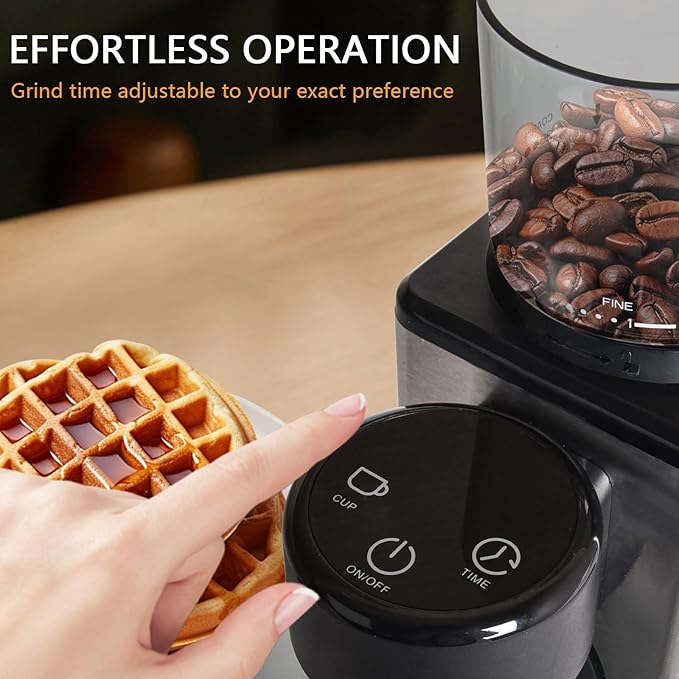 Conical Burr Coffee Grinder: Electric 200W 25-Setting - Adjustable for Espresso French Press Drip with Expandable Bean Hopper Low Noise Compact Design