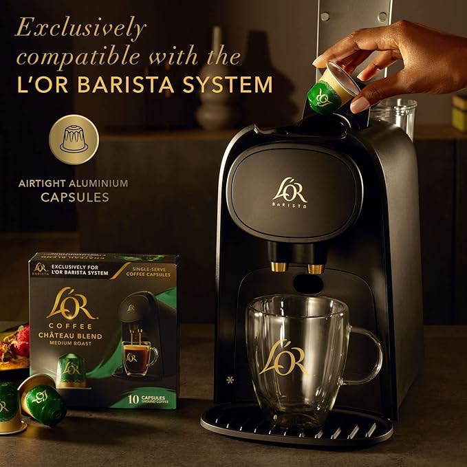 L'OR Coffee Pods, 10 Count Chateau Medium Roast Blend, Single-Serve Aluminum Coffee Capsules Compatible with the L'OR BARISTA System, 10 count (Pack of 1)