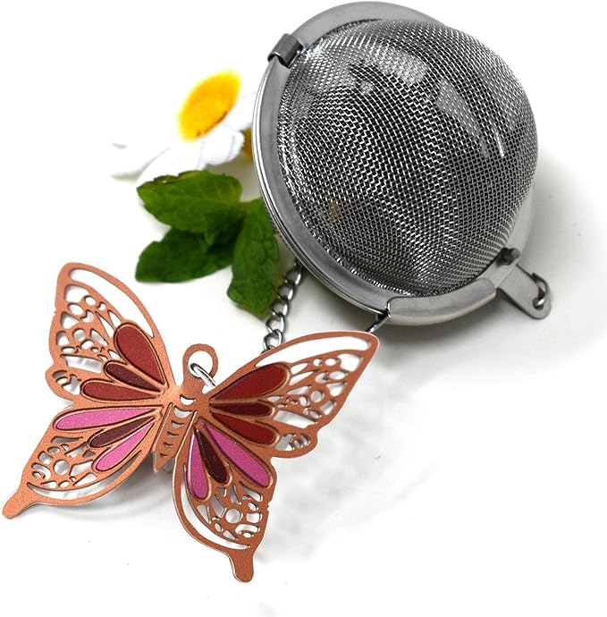 Norpro Mesh Tea Infuser with Butterfly Charm, 2-Inch, Stainless Steel