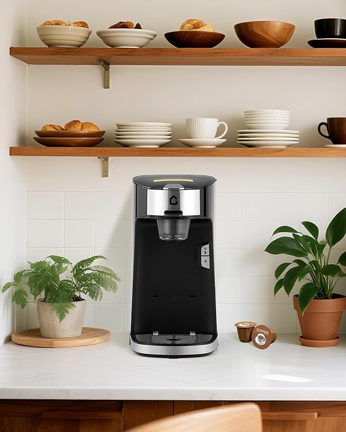 IDEALHOUSE Single Serve Coffee Maker, k Cup Compatibility, Auto Shut Off, Adjustable Tray, One-Button Fast Brew, 18.6 Oz Water Tank for Capsule, Ground & Tea, for Home, Office