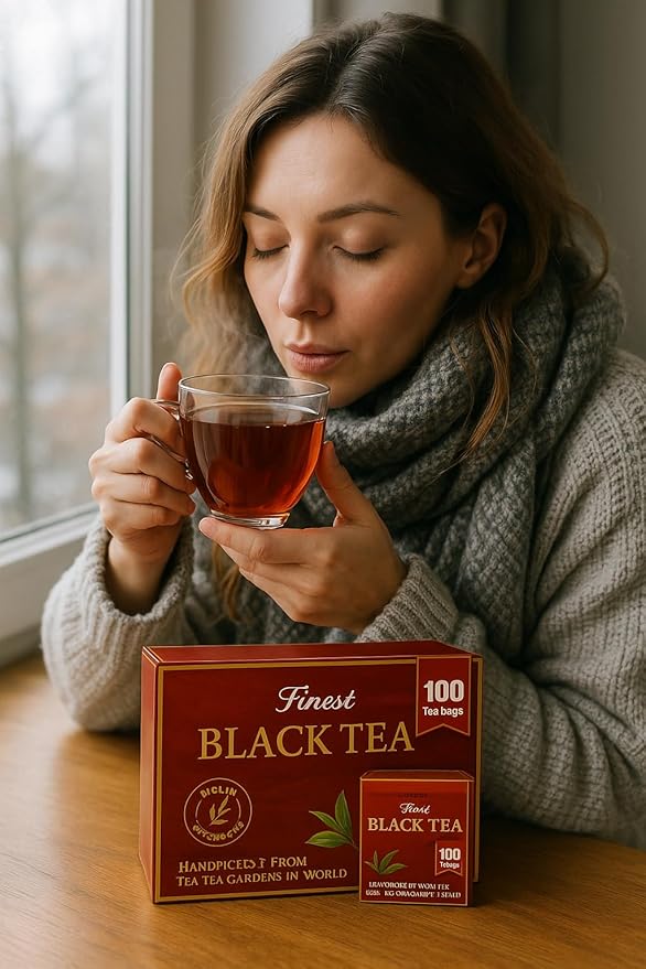 Hand-Picked Black & Green Tea Bags 100 Count Pack | Bold & Smooth Premium Blend for Hot or Iced Tea | Antioxidant-Rich Breakfast Tea Fresh Flavorful & Aromatic Brew 3.52 oz (Black Tea)