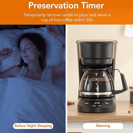 Pro 5-Cup Smart Coffee Maker – Advanced Coffee Machine with Touchscreen Programmable Timer, Energy-Saving Mode, Enhanced Pause & Serve & Quick-Clean System –For Office & Home Use
