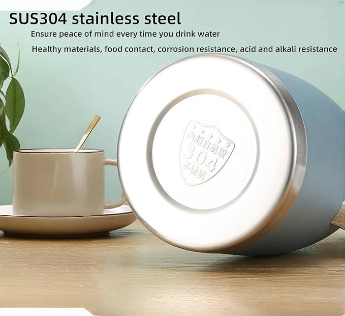 304 Stainless Steel Double-layer Inner Kettle 64oz Large Capacity Suitable for Storing Hot Water, Tea, Coffee, Ice Cubes, etc. Frosted Body Anti-dirty, Water Stains, etc. (Natural Color)